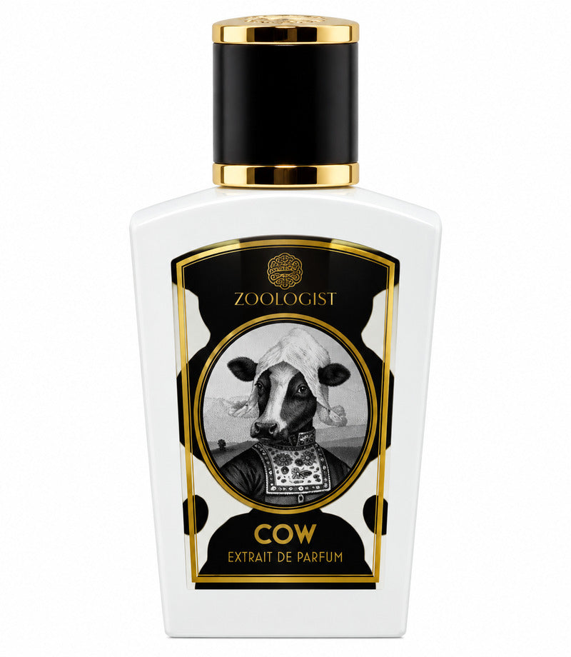 Zoologist Cow perfume bottle on pure white