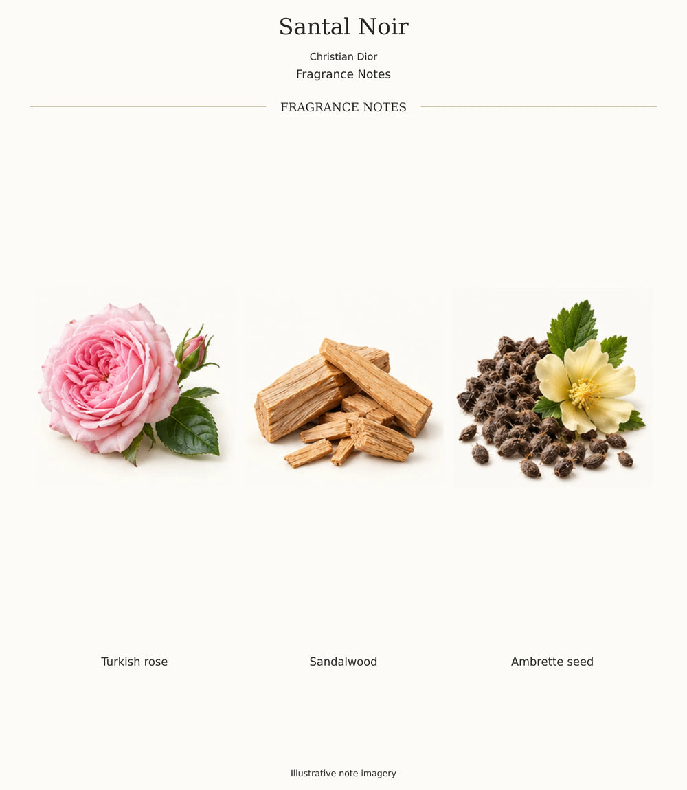 Complete verified SANTAL NOIR fragrance note chart