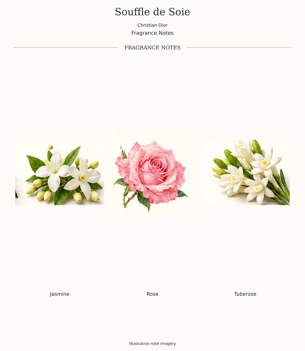 Complete verified SOUFFLE DE SOIE fragrance note chart