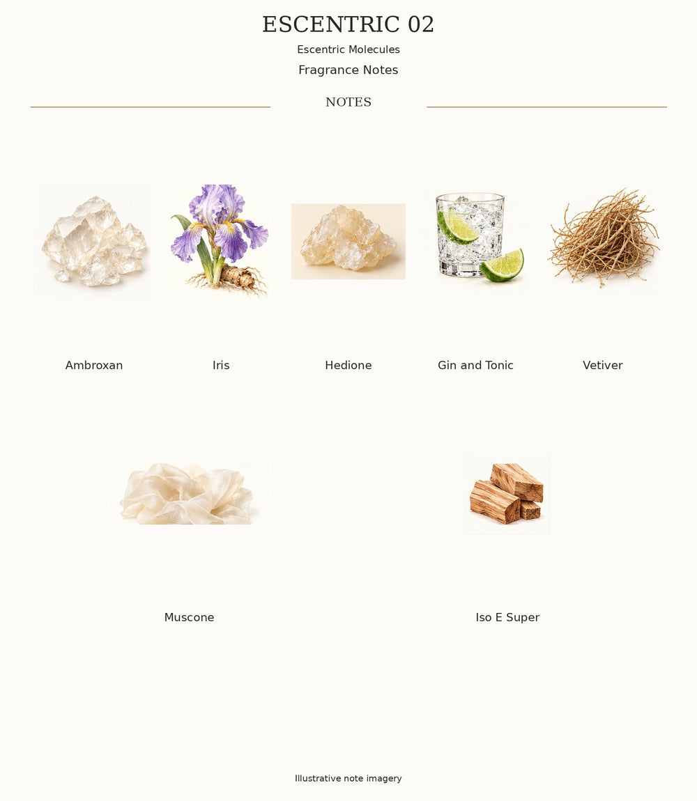 ESCENTRIC 02 complete illustrated fragrance notes
