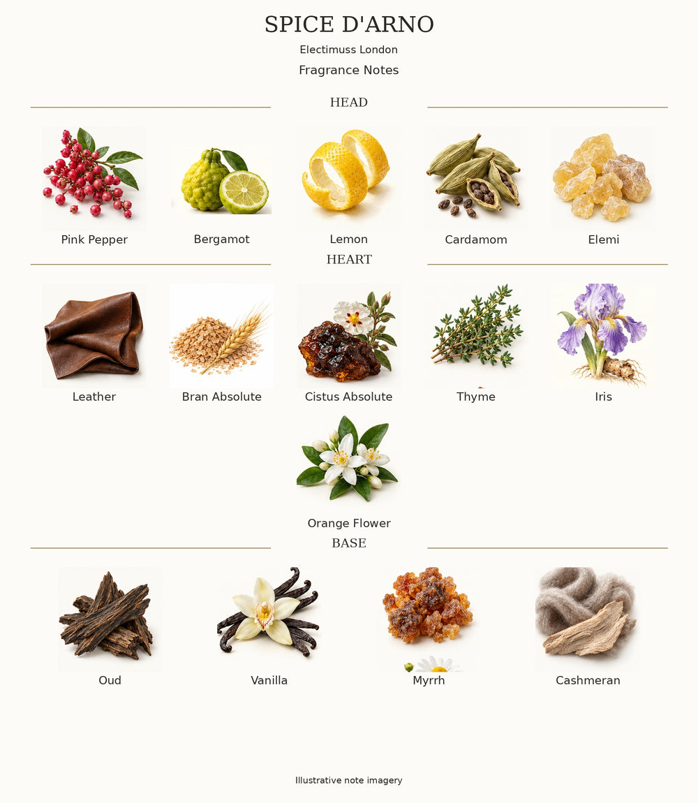 SPICE D'ARNO by Electimuss London — complete fragrance notes