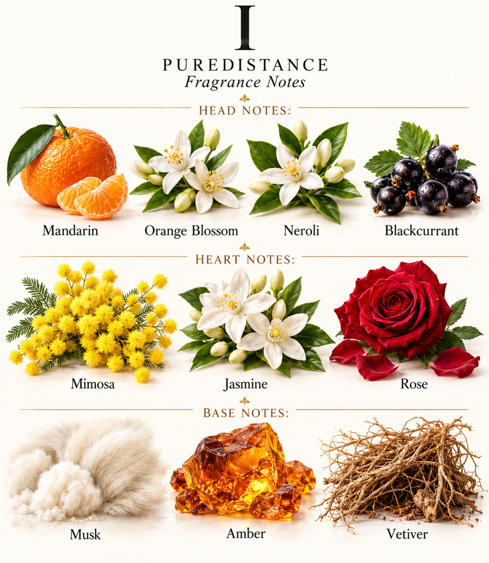 I: complete illustrated fragrance notes with individually labelled ingredients