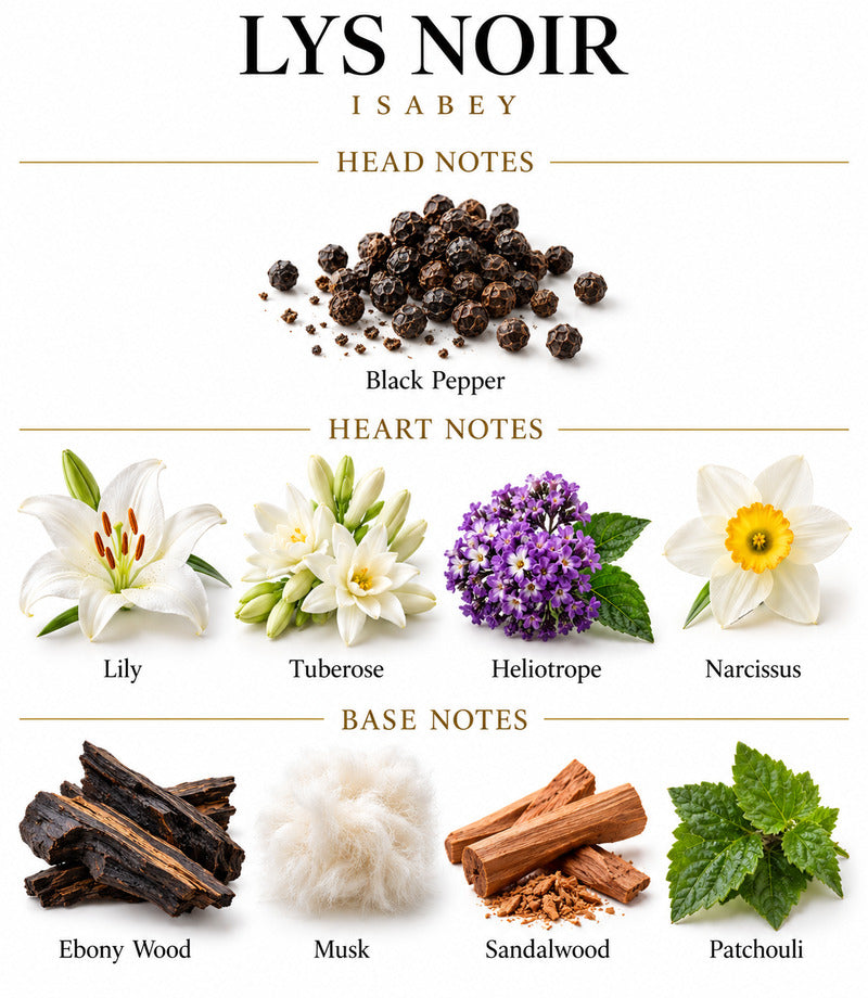 Lys Noir by ISABEY complete illustrated fragrance notes