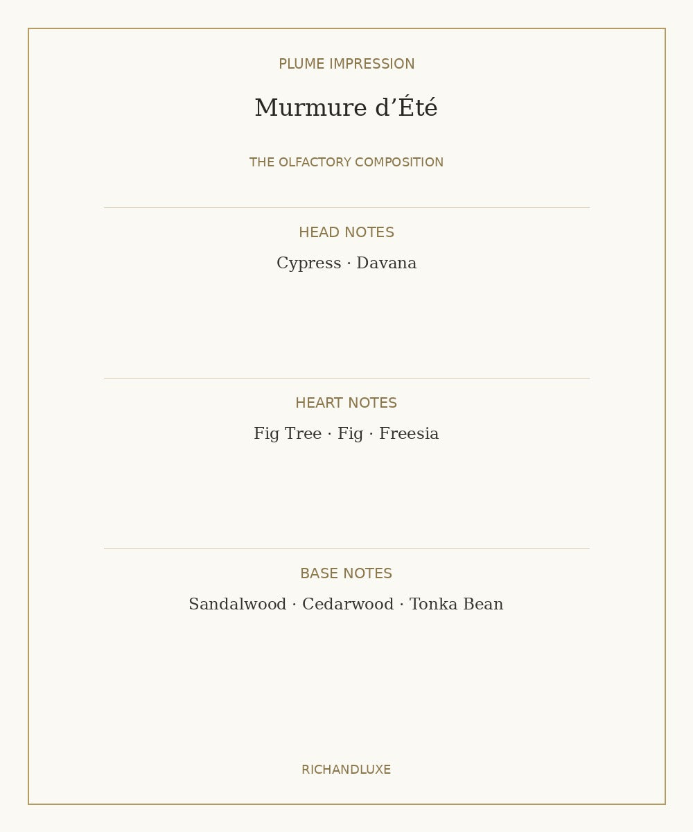 Murmure d’Été by PLUME IMPRESSION complete fragrance notes