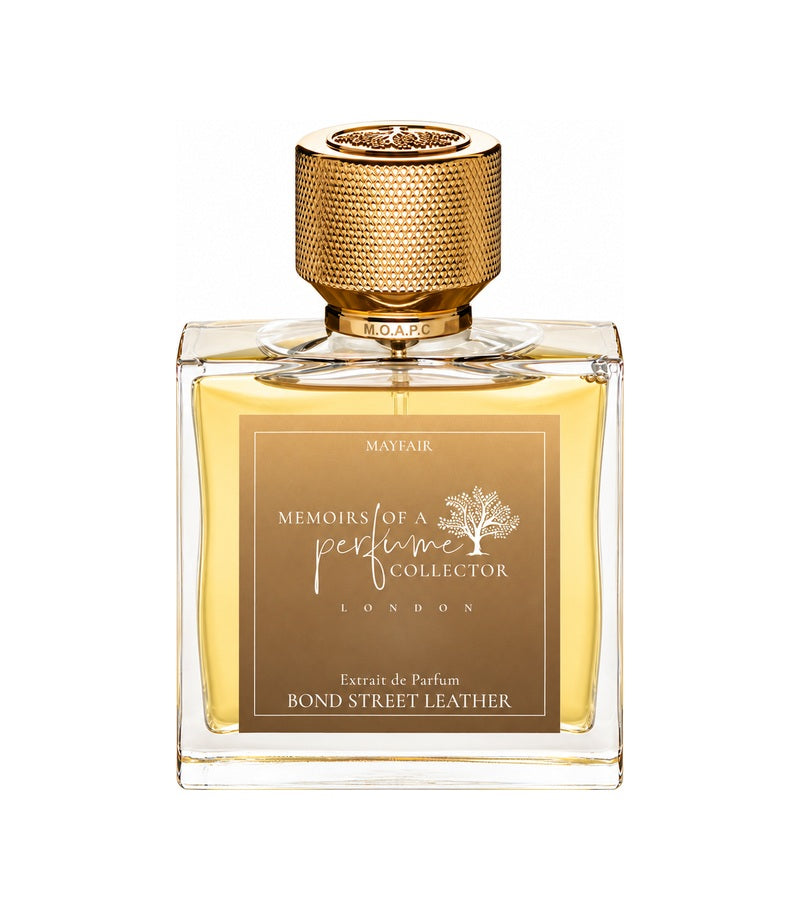 BOND STREET LEATHER by MEMOIRS OF A PERFUME COLLECTOR full bottle on pure white