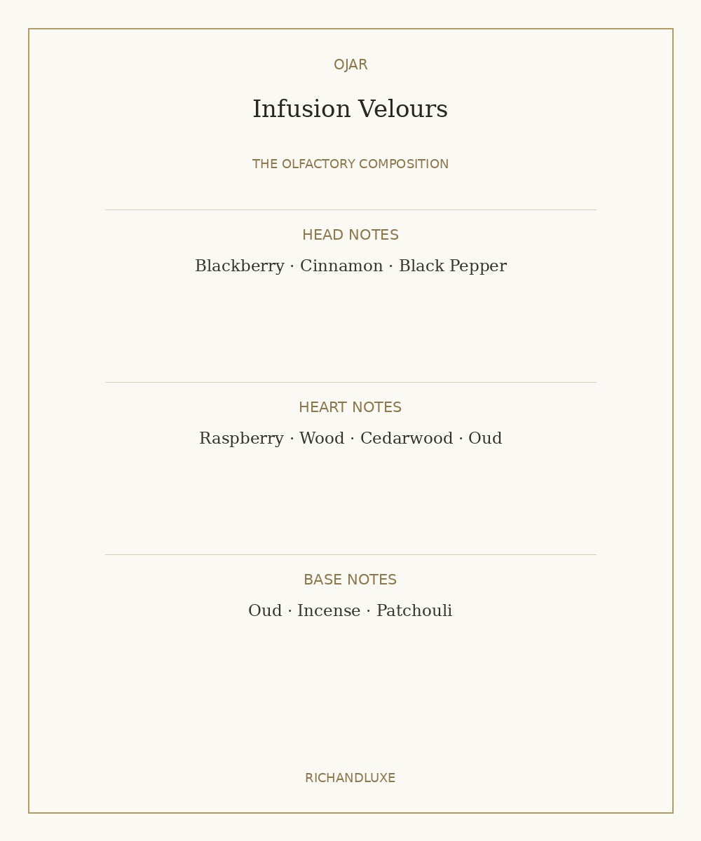 Infusion Velours by OJAR complete fragrance notes