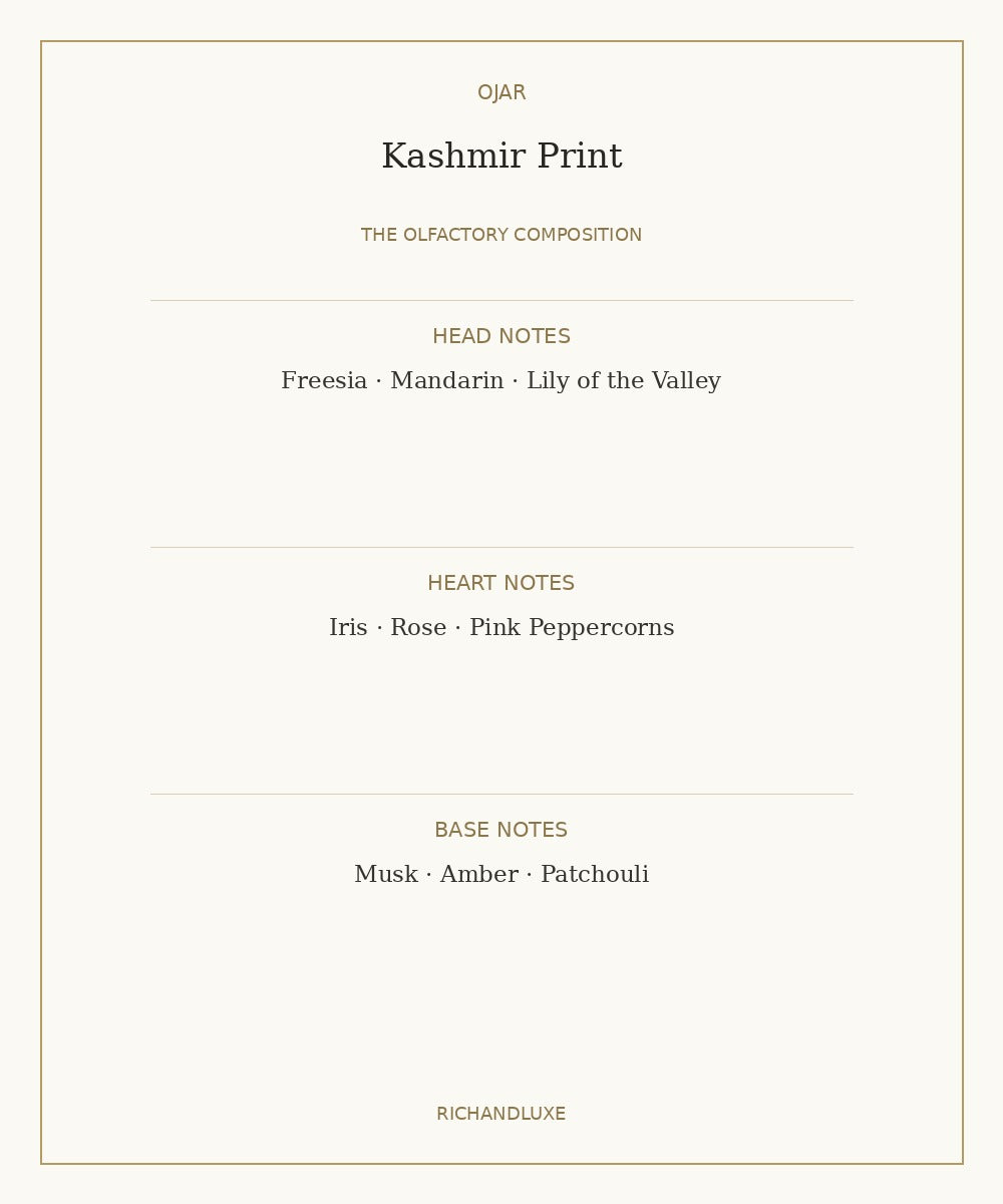 Kashmir Print by OJAR complete fragrance notes