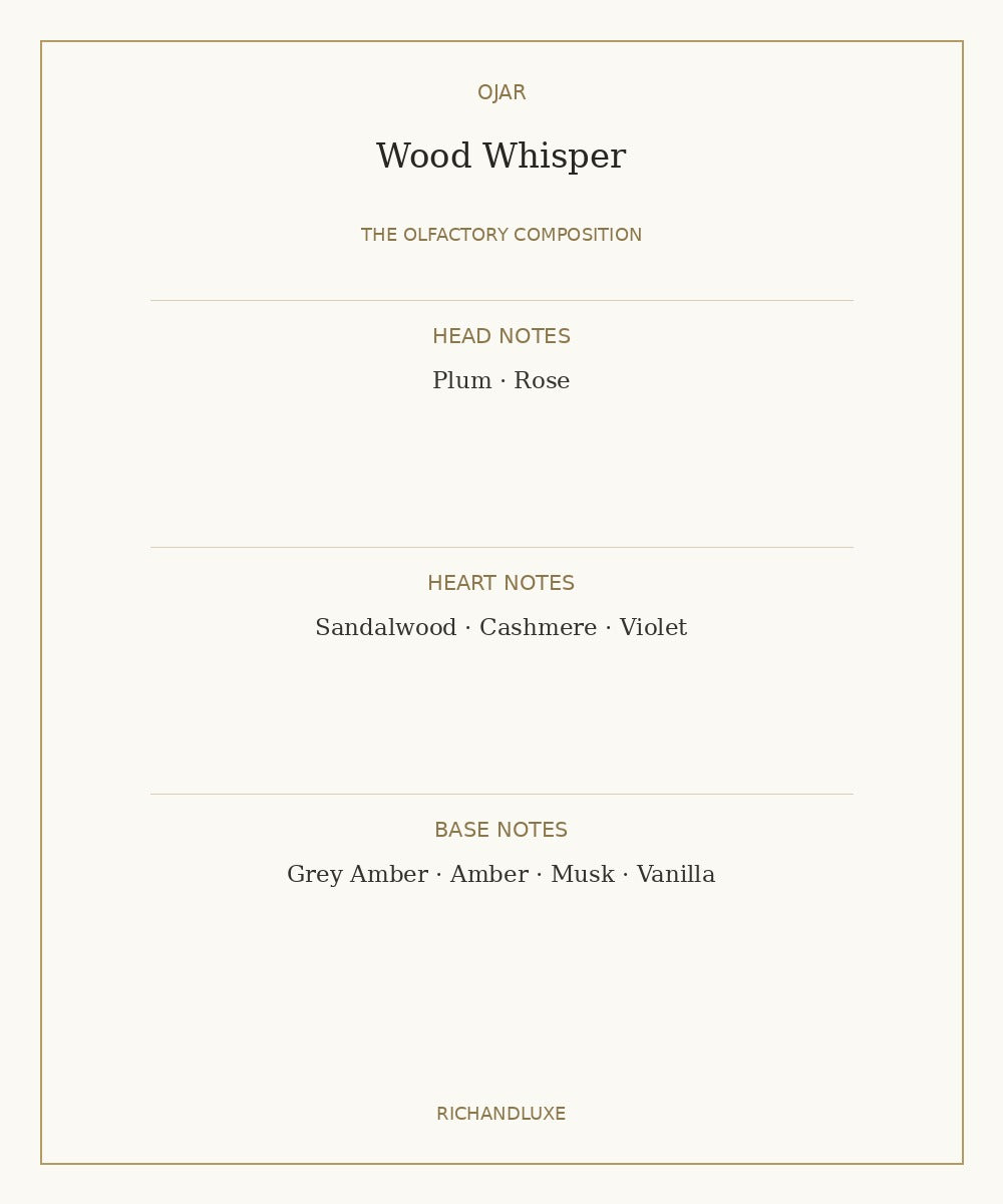 Wood Whisper by OJAR complete fragrance notes