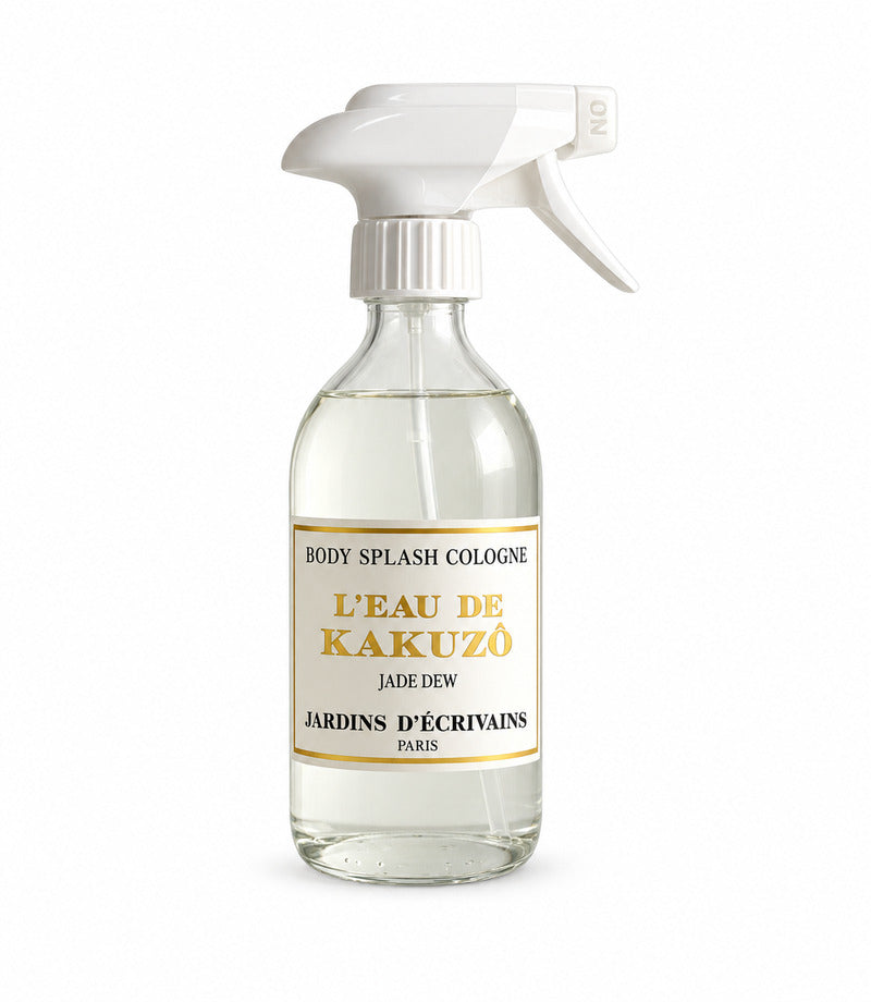 Splash Cologne Kakuzo by Jardins d’Écrivains original bottle, full and centered on a pure white background