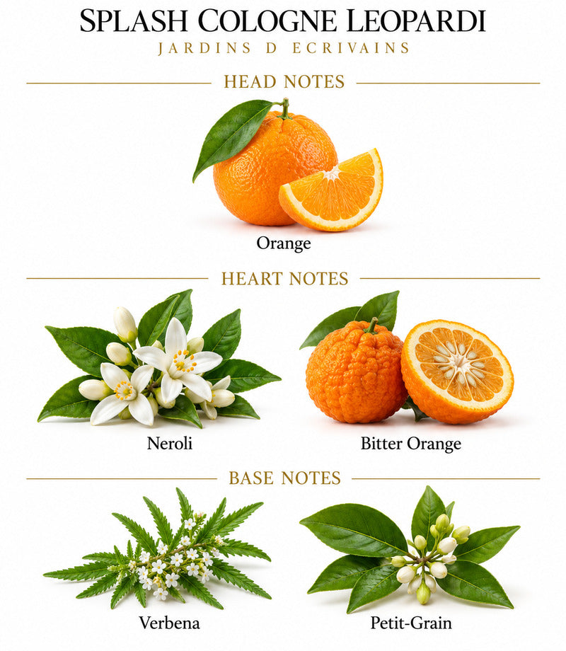 Splash Cologne Leopardi by Jardins d’Écrivains complete illustrated fragrance notes