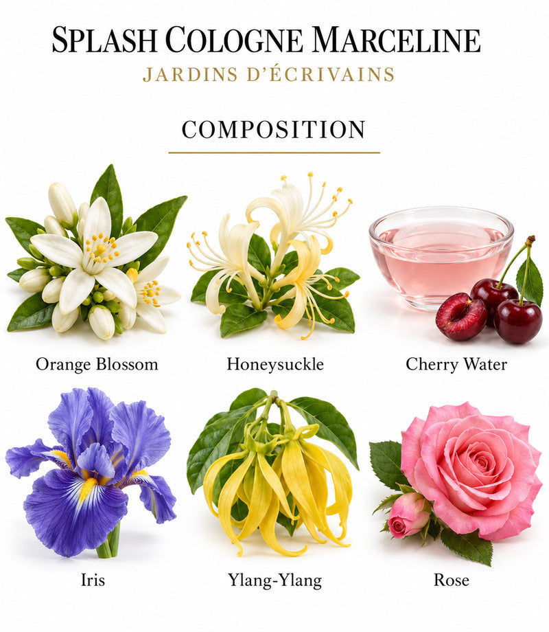 Splash Cologne Marceline by Jardins d’Écrivains complete illustrated unranked composition