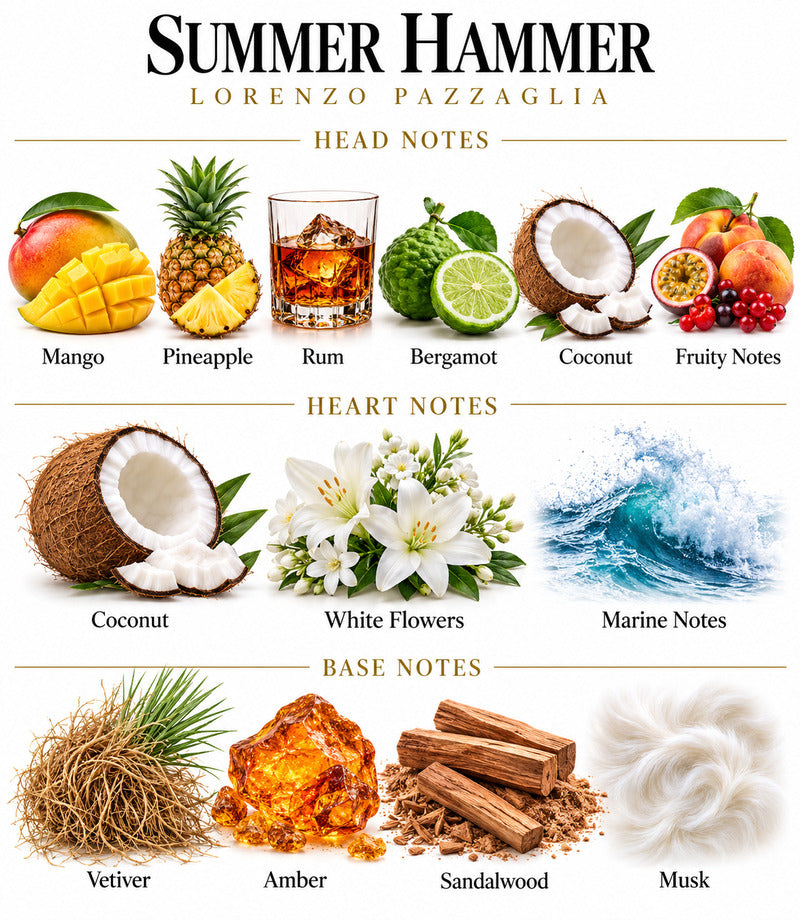 Summer Hammer by LORENZO PAZZAGLIA complete illustrated fragrance notes