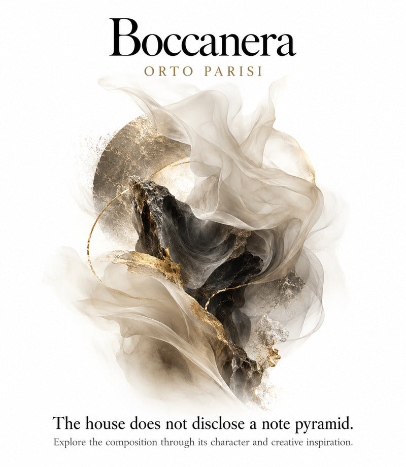 Boccanera by ORTO PARISI olfactory information card: the house does not disclose a note pyramid