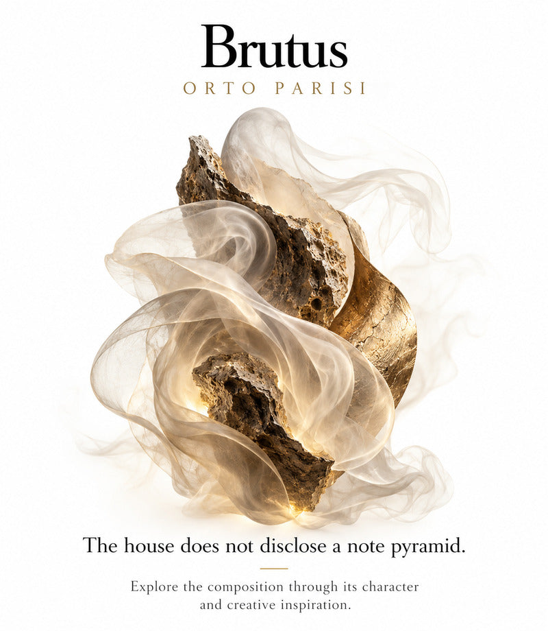 Brutus by ORTO PARISI olfactory information card: the house does not disclose a note pyramid