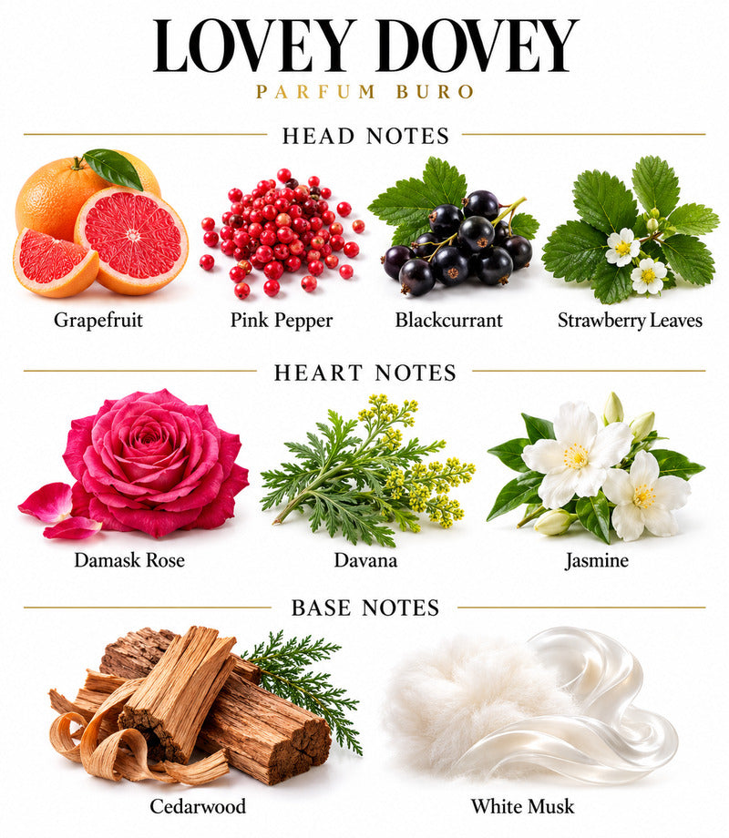 LOVEY DOVEY by PARFUM BURO complete illustrated fragrance notes