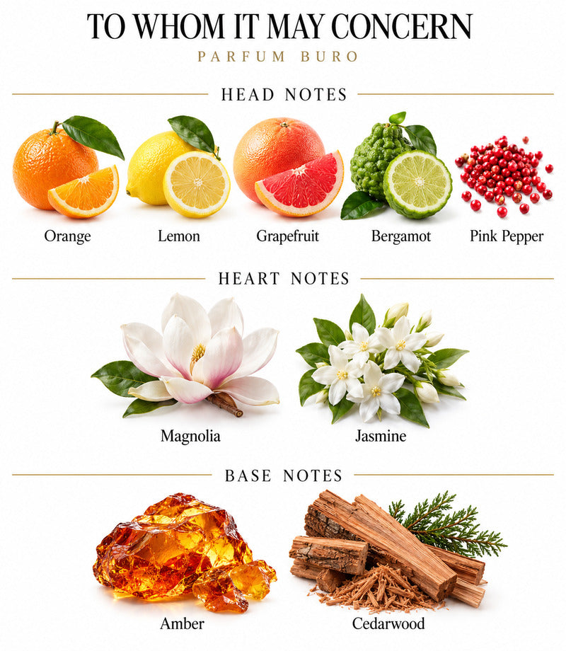TO WHOM IT MAY CONCERN by PARFUM BURO complete illustrated fragrance notes