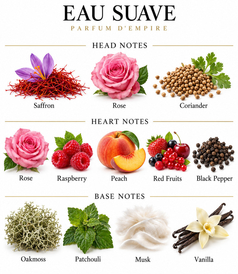 EAU SUAVE by PARFUM D'EMPIRE complete illustrated fragrance notes