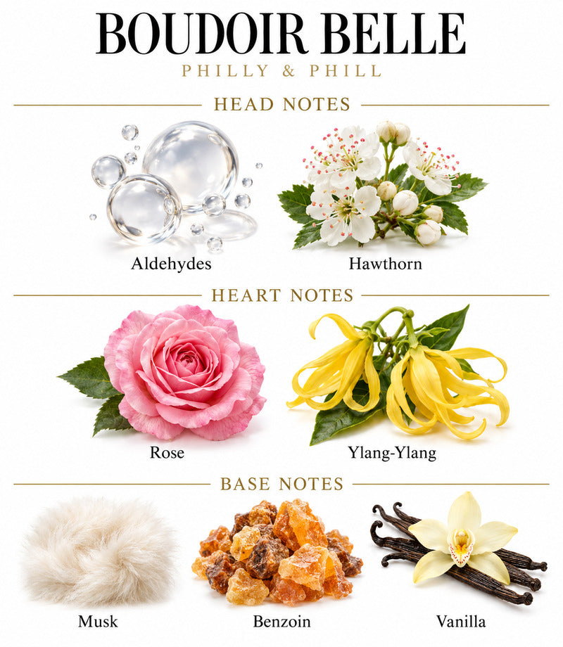 BOUDOIR BELLE by PHILLY & PHILL complete illustrated fragrance notes