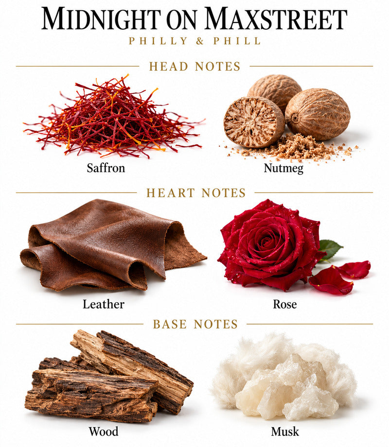 MIDNIGHT ON MAXSTREET by PHILLY & PHILL complete illustrated fragrance notes