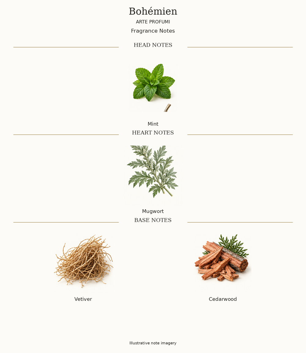 Bohémien: complete opening, heart and base fragrance notes
