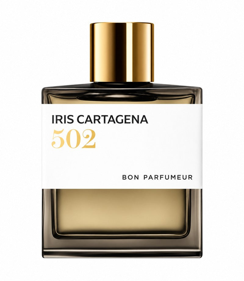 Iris Cartagena 502 authentic original fragrance bottle on white