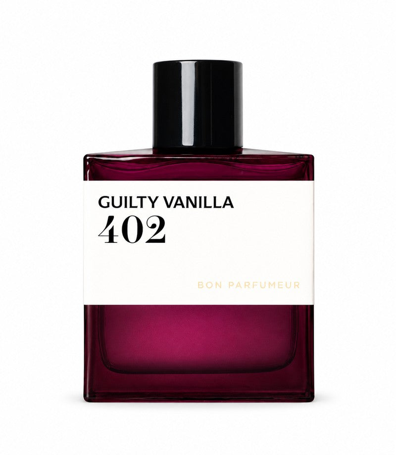 402 Vanille Caramel Santal authentic original fragrance bottle on white