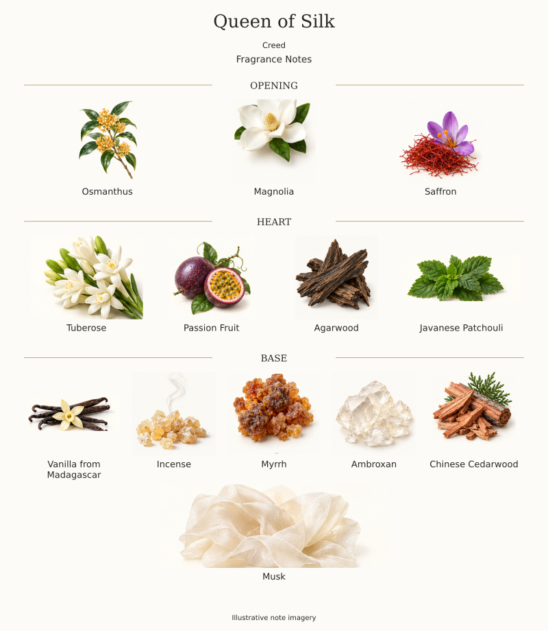 Creed Queen of Silk complete fragrance notes: opening, heart and base
