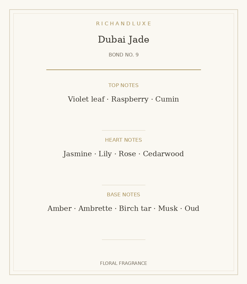 DUBAI JADE complete fragrance notes