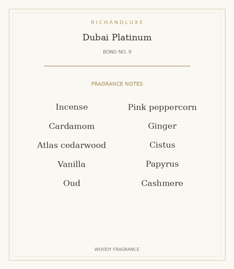 DUBAI PLATINUM complete fragrance notes