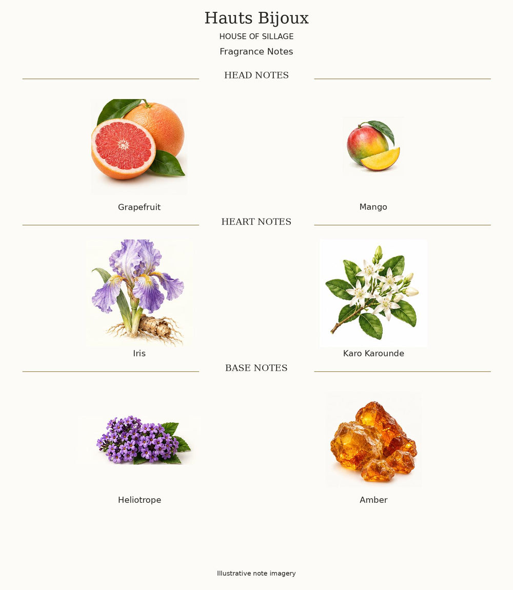 Hauts Bijoux by House of Sillage complete illustrated fragrance notes