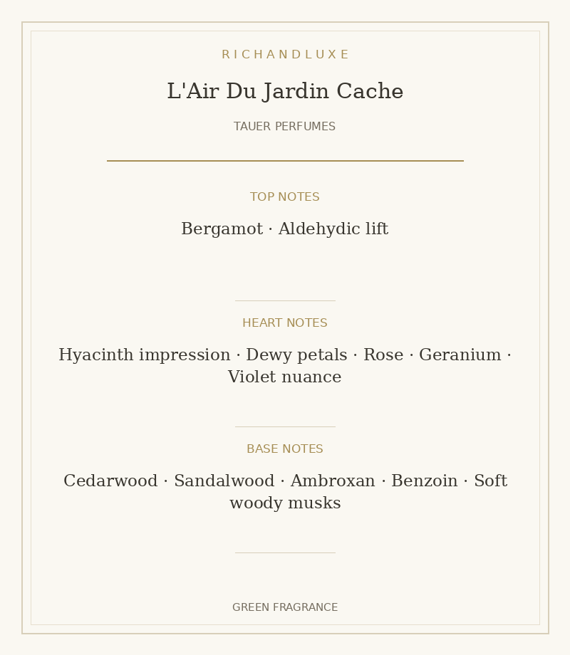 L'AIR DU JARDIN CACHE complete fragrance notes