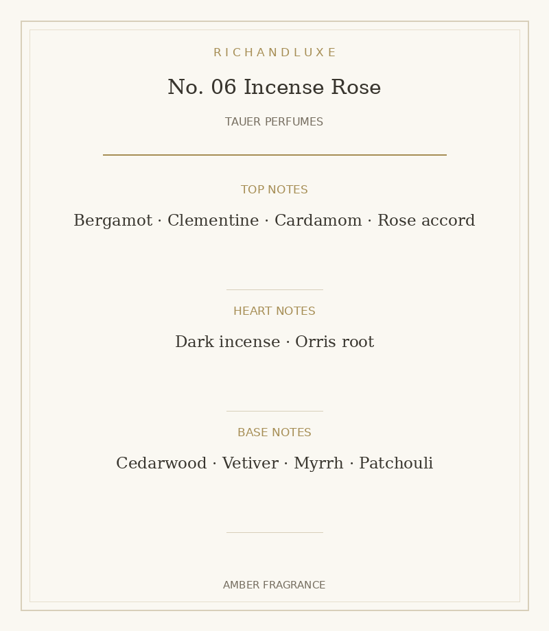 NO 06 INCENSE ROSE complete fragrance notes