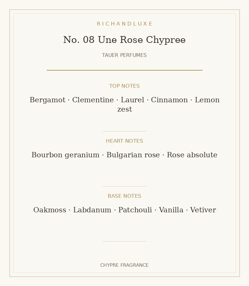 No. 08 Une Rose Chypree | Tauer Perfumes | RichandLuxe – Rich and Luxe