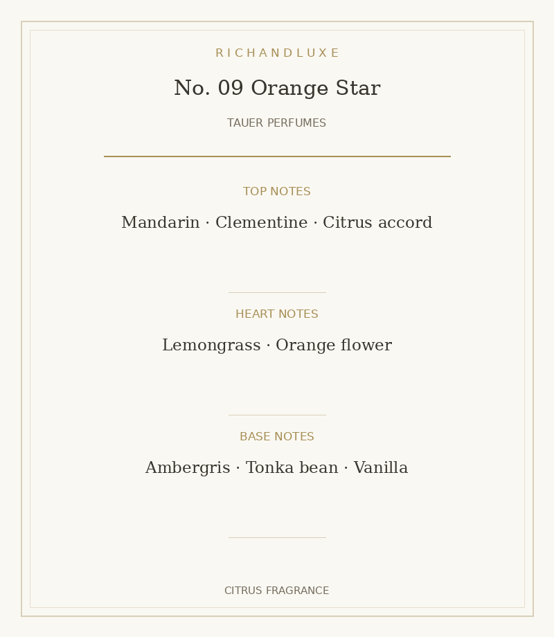 NO 09 ORANGE STAR complete fragrance notes