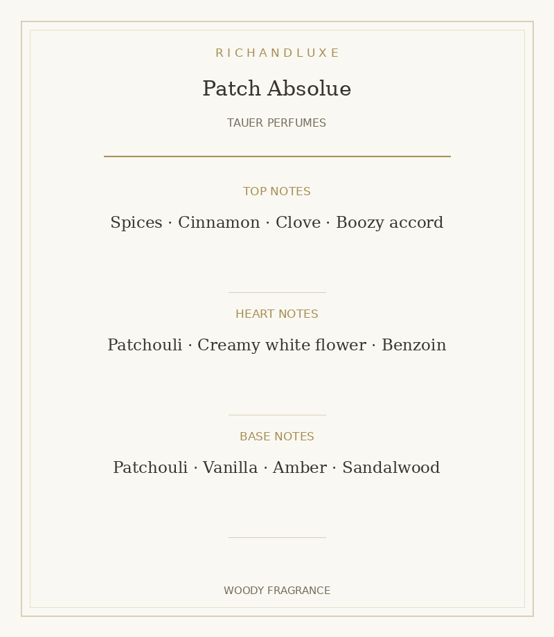 PATCH ABSOLUE complete fragrance notes