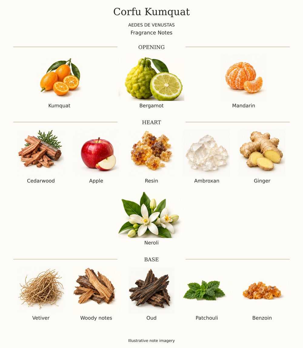 CORFU KUMQUAT by AEDES DE VENUSTAS — complete fragrance notes illustration