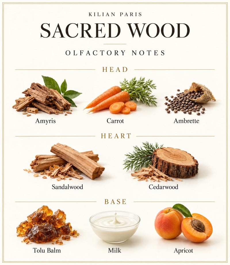 Kilian Sacred Wood — complete illustrated olfactory notes