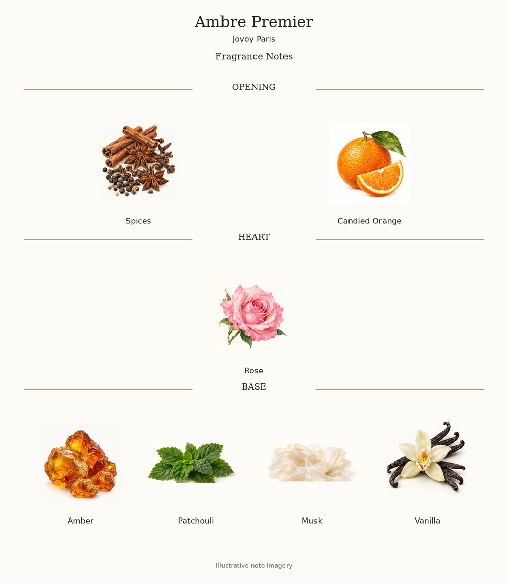 Ambre Premier — complete verified fragrance notes with illustrative material imagery