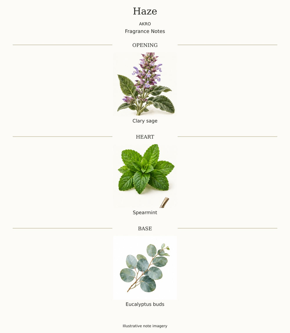 HAZE by AKRO — complete fragrance notes illustration