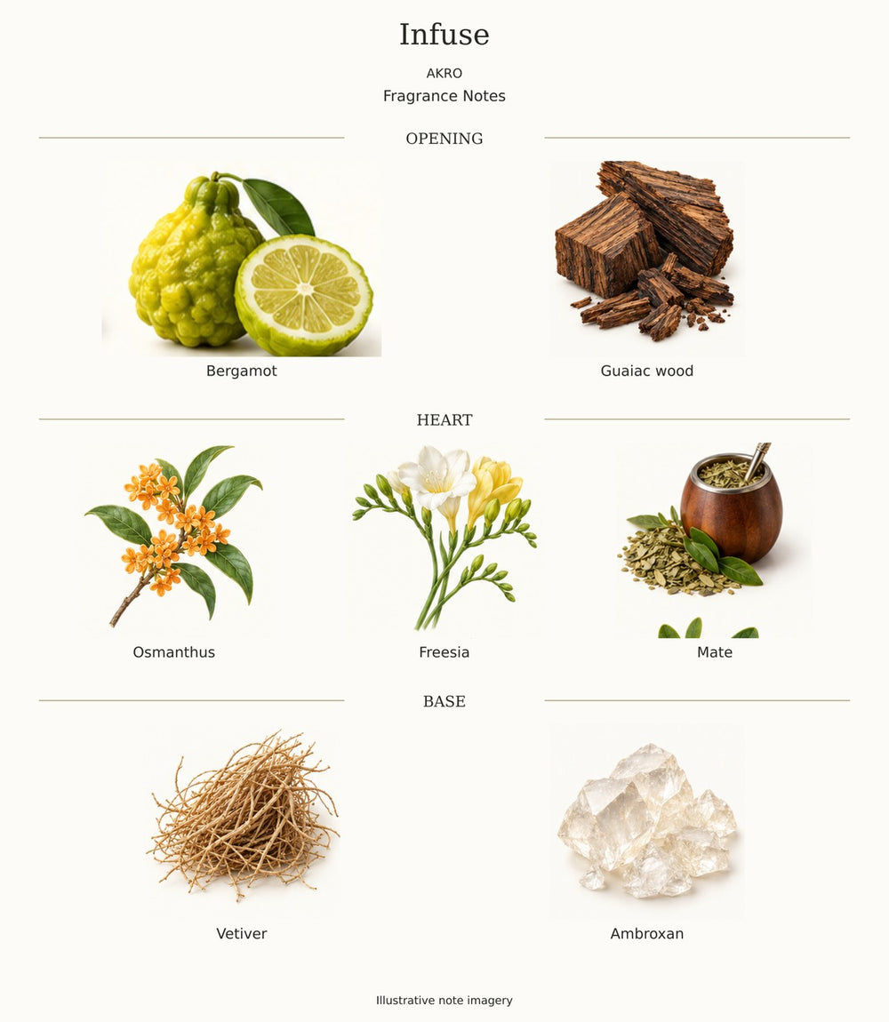 INFUSE by AKRO — complete fragrance notes illustration