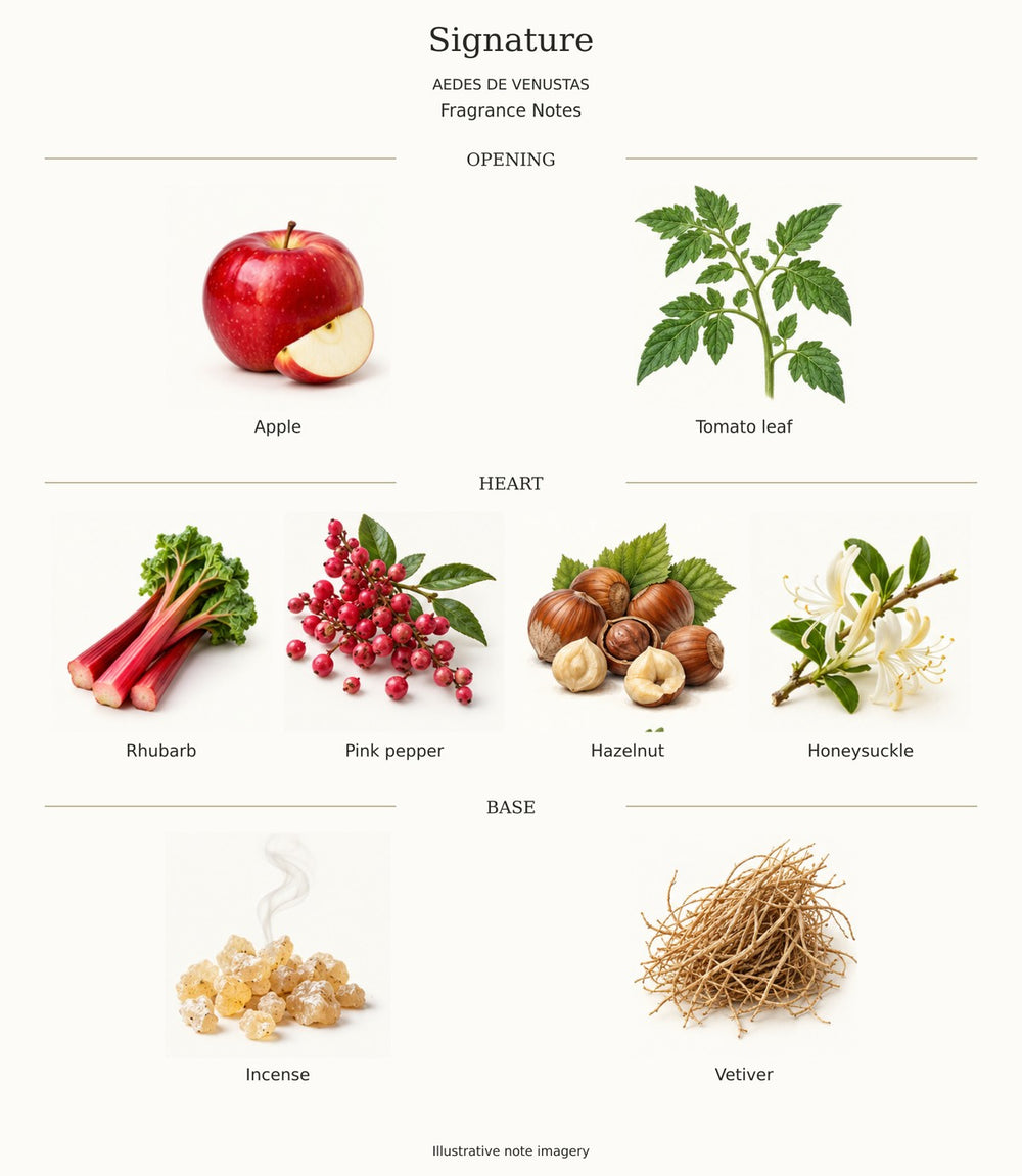 SIGNATURE by AEDES DE VENUSTAS — complete fragrance notes illustration