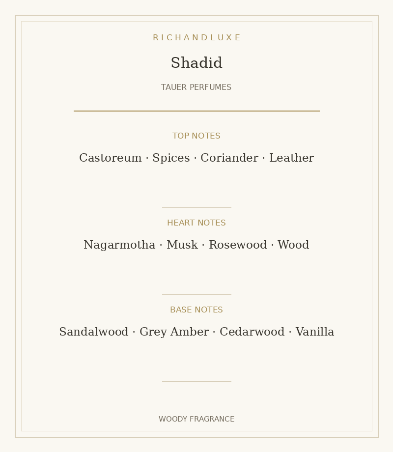 SHADID complete fragrance notes